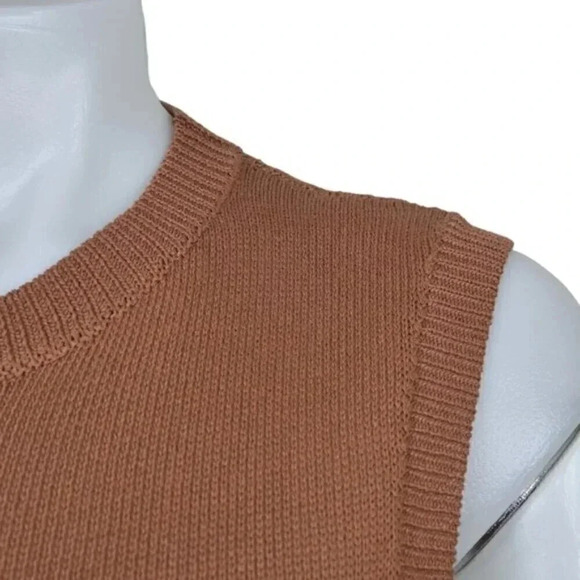 Simons Icone Knit Sweater Vest Sleeveless Crew Neck Brown Size Small - Picture 5 of 10